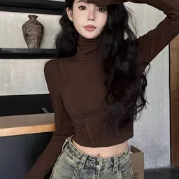 HERE&NOW Women High Neck Crop Top-image-60