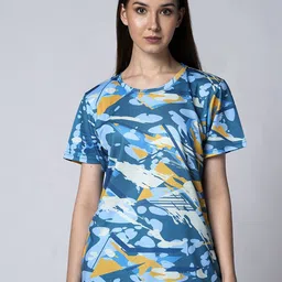 UMILDO Women Sports Printed Raw Edge T-shirt-image-24