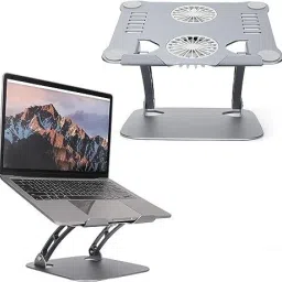 TechTrendz Adjustable Laptop Stand with 2 Cooling Fan, Compatible with 10-17.3 inch Laptops Multi-Angle Aluminum Alloy Desk Stand with Built-in 2 Cooling Fan Laptop Stand-16