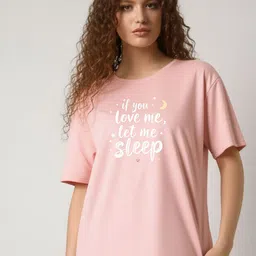 Fasense Women Printed Tshirt & Pyjama Night suit-image-0