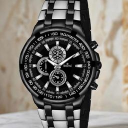 SWISSTYLE Men Brass Embellished Dial & Stainless Steel Straps Analogue Watch SS-GR6618-BLK-CH-25