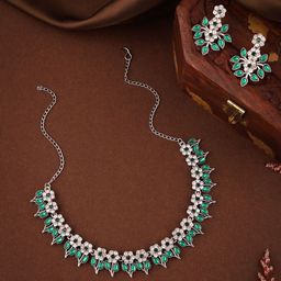 Anouk Silver-Plated American Diamonds Studded Jewellery Set-image-97
