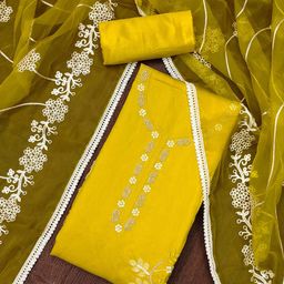 SAINOOR Embroidered Pure Cotton Semi-Stitched Dress Material-image-82