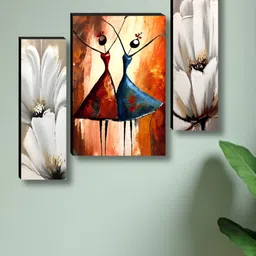 Myntra Elegant Homes White & Orange 3 Pieces Synthetic Wooden Wall Paintings-picture-26