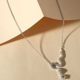 Cierra Silver-Plated Zircon Studded Quirky Shaped Pendant With Chain-image-6
