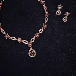 Anouk Rose Gold-Plated Stone-Studded Jewellery Set image 4