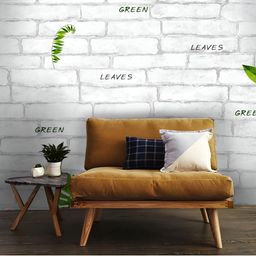 INDIAN ROYALS White Brick & Green Leaves Printed Self-Adhesive & Durable Wall Sticker-image-81