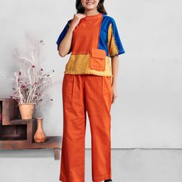 Komarri U Colourblocked Linen Top-image-83