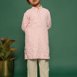 VASTRAMAY Boys Embroidered Regular Thread Work Kurta with Pyjamas-4