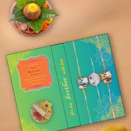 Yellow Bee Set Of 3 Wraparound Rakhi With Roli Chawal-55