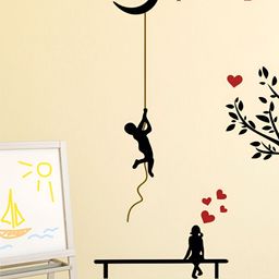 LANSTICK Black & Red Cute Boy & Girl Love Printed Self-Adhesive Wall Stickers-image-100