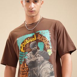 HIGHLANDER Men Printed V-Neck Raw Edge T-shirt-image-59