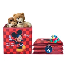 Kuber Industries Maroon 4 Pcs Mickey Printed Storage Box Multi-Utility Organisers-55