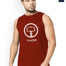Organic Chics Pack Of 2 Printed Cotton Innerwear Vests Navy Avenger-Maroon Thor_S-image-33