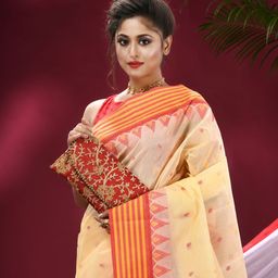 TANTLOOM Ethnic Motifs Pure Cotton Saree-image-18