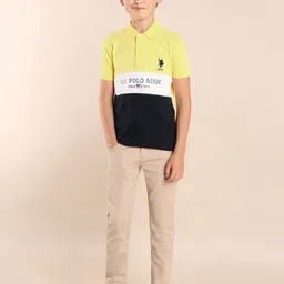 U.S. Polo Assn. Kids Boys Brand Logo Colourblocked Polo Collar Applique T-shirt-picture-24