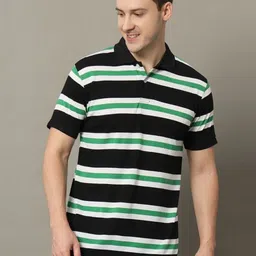 GET GOLF Men Striped Polo Collar Cotton T-shirt-image-73