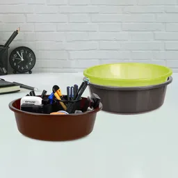 Kuber Industries Grey & Green 3 Pieces Desk Organisers 6 ltr-3