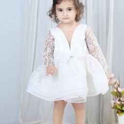 The Lush Affair Girls Self Design Net Fit & Flare Dress-image-49