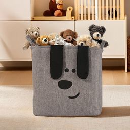 Kuber Industries Grey & Black Printed Drawer Storage Basket With Handle-36