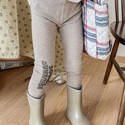 LULU & SKY Girls Typographic Ribbed Leggings-image-62
