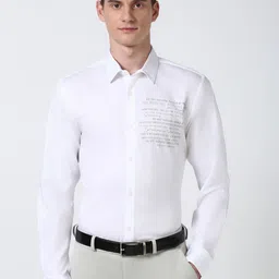 Peter England Men Spread Collar Typography Printed Cotton Slim Fit Formal Shirt-image-95