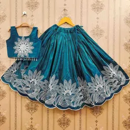 DHRUV CREATION Girls Embroidered Thread Work Ready to Wear Lehenga &-47