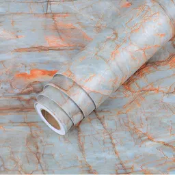 Jaamso Royals Beige & Grey Marble Printed Self-Adhesive & Removable Wall Sticker-image-31