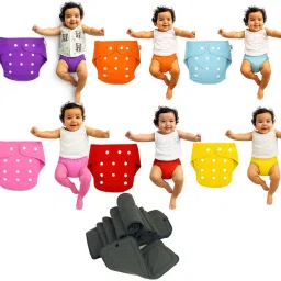 Reusable Baby Cotton Cloth Diapers Multicolor, Pack of 2-image-10