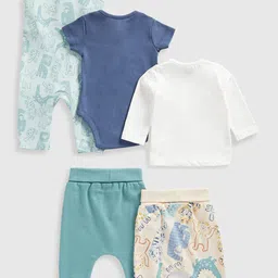 mothercare Boys Pack of 5 Printed Pure Cotton Baby Apparel Gift Set-16