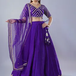 Utsav Fashion Embroidered Dupion Silk Ready to Wear Lehenga With Choli and Net Dupatta-picture-41