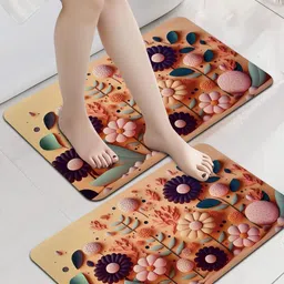 SITTELLA Pack of 2 Anti-Skid Bathroom Mat 3D Flower Print 40x60 cm Rectangular-picture-22