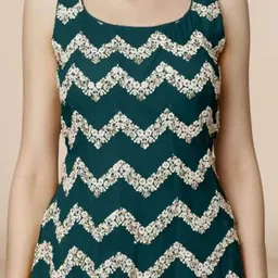 PARROT CREATION Embroidered Straight Sequinned Kurti With Sharara And Dupatta image 2