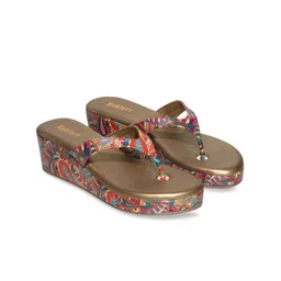 Koblerr Printed PU Wedge Sandals-image-94