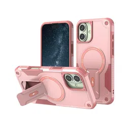 Luxury Kase Solid Printed iPhone 16 Plus Back Cover with Portable Kickstand-image-82