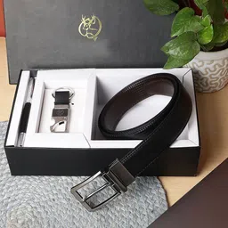 SAZARA Men Belt, Keychain and Pen Gift Set-image-98