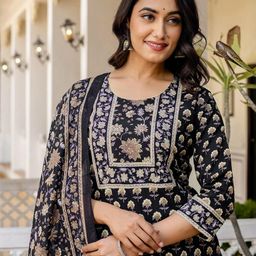 SANISA Women Floral Printed Kurta with Palazzos & Dupatta-image-52