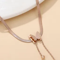 MYKI Rose Gold-Plated Butterfly-Shaped Necklace-18