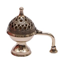 Amaya Decors Beige Textured Brass Dhoop Dani With Handle-1