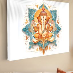 Myntra Elegant Homes White & Blue 1 Piece Canvas Religious Wall Paintings-56