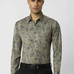 V Dot Men Spread Collar Floral Printed Slim Fit Formal Shirt-image-59