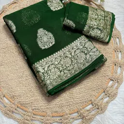 PAYAL CREATION Ethnic Motifs Zari Pure Georgette Saree-image-99