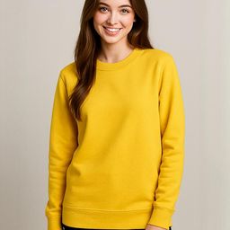 CORSICA Women Yellow Round Neck Long Sleeves Cotton Sweatshirt-picture-8