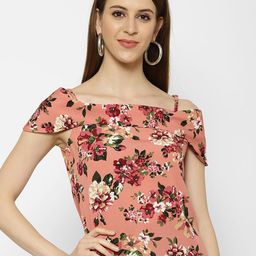 KASSUALLY Women Floral Printed Cold-Shoulder Georgette Top-image-44