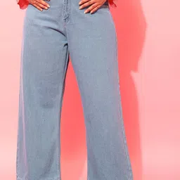 CURVY STREET Women Jean Wide Leg Low Distress Jeans-image-20