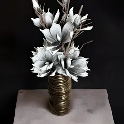 ERBA Grey & Black Magnolia Artificial Flower-42