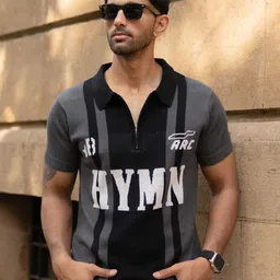 Powerlook Typography Printed Polo Collar Pure Cotton T-shirt-image-97