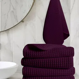 Enchant Home 4-Pcs Purple Pure Cotton Hand Towel-36