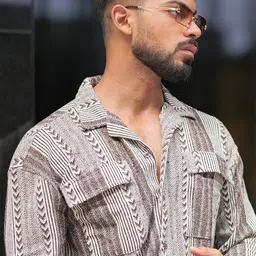 Maniac Men Comfort Opaque Striped Casual Shirt-image-34