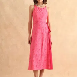 RAREISM Floral Print Halter Neck Midi Dress-image-70